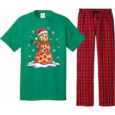 Funny Xmas Pizza Snowman Santa Hat Christmas Pizza Party Gift Pajama Set