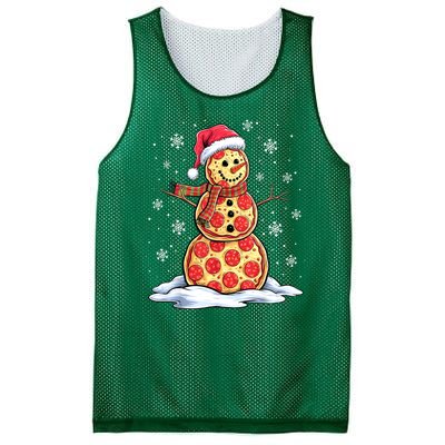 Funny Xmas Pizza Snowman Santa Hat Christmas Pizza Party Gift Mesh Reversible Basketball Jersey Tank