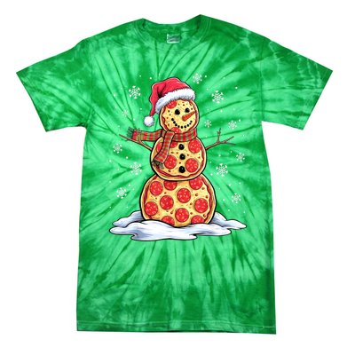 Funny Xmas Pizza Snowman Santa Hat Christmas Pizza Party Gift Tie-Dye T-Shirt