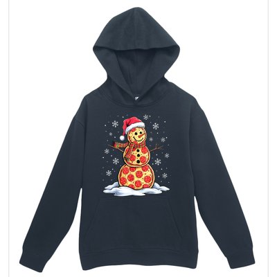 Funny Xmas Pizza Snowman Santa Hat Christmas Pizza Party Gift Urban Pullover Hoodie