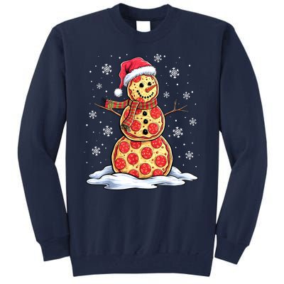 Funny Xmas Pizza Snowman Santa Hat Christmas Pizza Party Gift Tall Sweatshirt