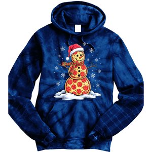 Funny Xmas Pizza Snowman Santa Hat Christmas Pizza Party Gift Tie Dye Hoodie