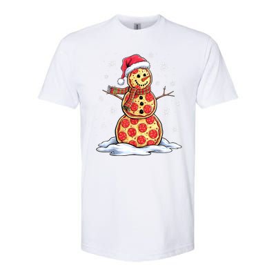 Funny Xmas Pizza Snowman Santa Hat Christmas Pizza Party Gift Softstyle CVC T-Shirt