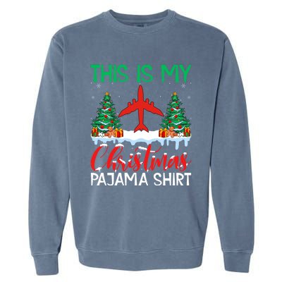 Flying Xmas Pajama Cute Gift Aviation Airplane Pilot Christmas Gift Garment-Dyed Sweatshirt