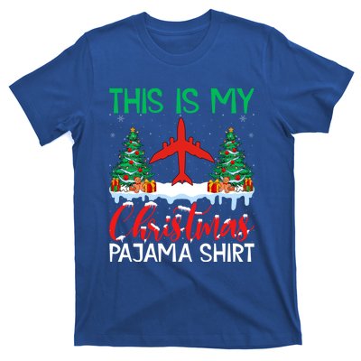 Flying Xmas Pajama Cute Gift Aviation Airplane Pilot Christmas Gift T-Shirt