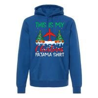 Flying Xmas Pajama Cute Gift Aviation Airplane Pilot Christmas Gift Premium Hoodie