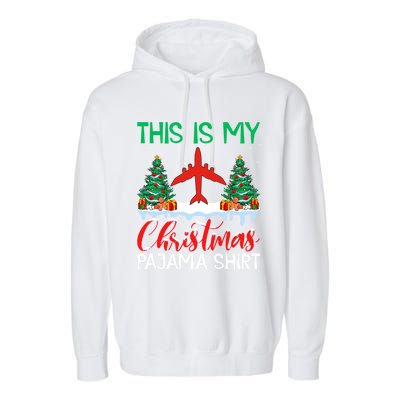 Flying Xmas Pajama Cute Gift Aviation Airplane Pilot Christmas Gift Garment-Dyed Fleece Hoodie