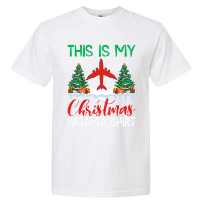 Flying Xmas Pajama Cute Gift Aviation Airplane Pilot Christmas Gift Garment-Dyed Heavyweight T-Shirt