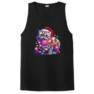 Funny Xmas Persian Cat Christmas Lights Santa Xmas Birthday PosiCharge Competitor Tank