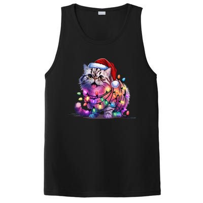 Funny Xmas Persian Cat Christmas Lights Santa Xmas Birthday PosiCharge Competitor Tank