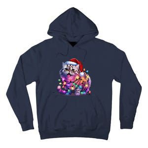 Funny Xmas Persian Cat Christmas Lights Santa Xmas Birthday Tall Hoodie