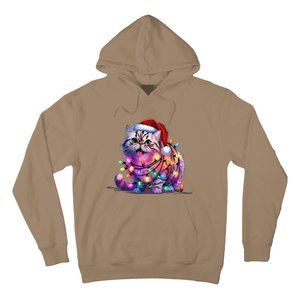 Funny Xmas Persian Cat Christmas Lights Santa Xmas Birthday Hoodie