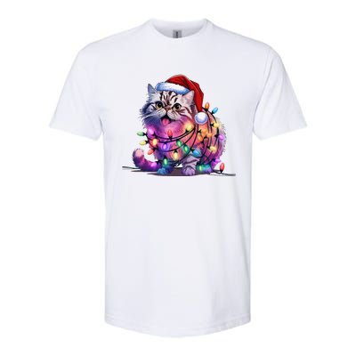 Funny Xmas Persian Cat Christmas Lights Santa Xmas Birthday Softstyle CVC T-Shirt