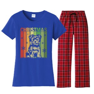 Family Xmas Pj Matching Retro Yorkshire Terrier Christmas Gift Women's Flannel Pajama Set