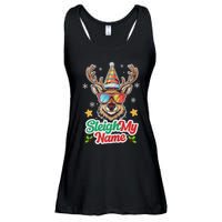 Funny Xmas Reindeer Santa Sleigh My Name Humor Christmas Tank Top Ladies Essential Flowy Tank