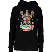 Funny Xmas Reindeer Santa Sleigh My Name Humor Christmas Tank Top Womens Funnel Neck Pullover Hood