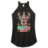 Funny Xmas Reindeer Santa Sleigh My Name Humor Christmas Tank Top Women's Perfect Tri Rocker Tank