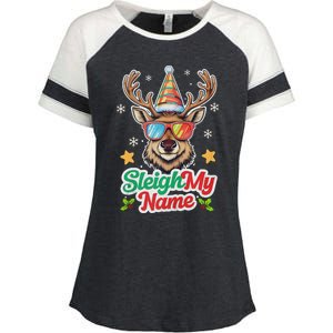 Funny Xmas Reindeer Santa Sleigh My Name Humor Christmas Tank Top Enza Ladies Jersey Colorblock Tee