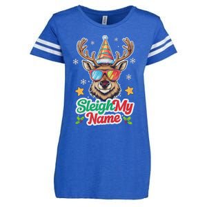 Funny Xmas Reindeer Santa Sleigh My Name Humor Christmas Tank Top Enza Ladies Jersey Football T-Shirt