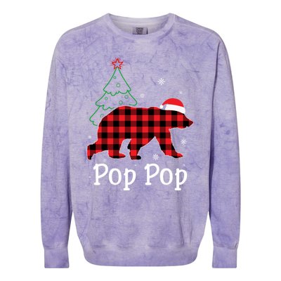 Funny Xmas Red Plaid Pop Pop Bear Ugly Christmas Sweater Gift Colorblast Crewneck Sweatshirt