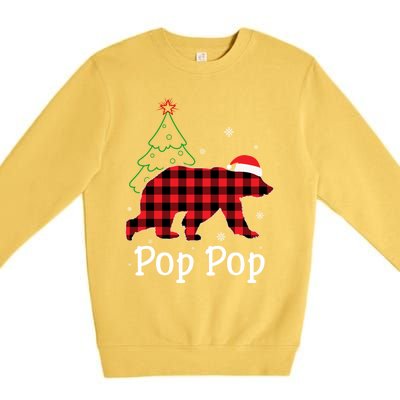 Funny Xmas Red Plaid Pop Pop Bear Ugly Christmas Sweater Gift Premium Crewneck Sweatshirt