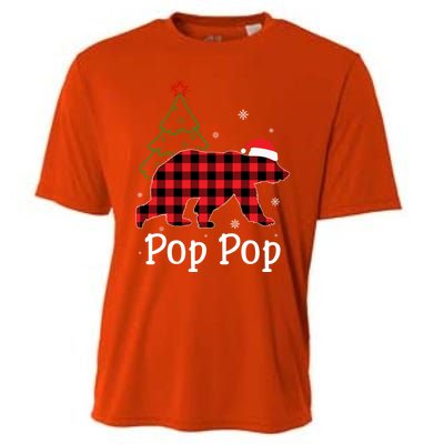 Funny Xmas Red Plaid Pop Pop Bear Ugly Christmas Sweater Gift Cooling Performance Crew T-Shirt