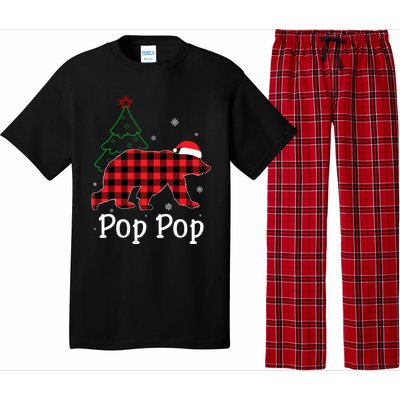 Funny Xmas Red Plaid Pop Pop Bear Ugly Christmas Sweater Gift Pajama Set