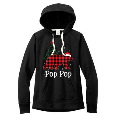 Funny Xmas Red Plaid Pop Pop Bear Ugly Christmas Sweater Gift Women's Fleece Hoodie