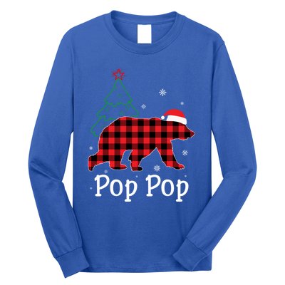 Funny Xmas Red Plaid Pop Pop Bear Ugly Christmas Sweater Gift Long Sleeve Shirt