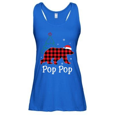 Funny Xmas Red Plaid Pop Pop Bear Ugly Christmas Sweater Gift Ladies Essential Flowy Tank