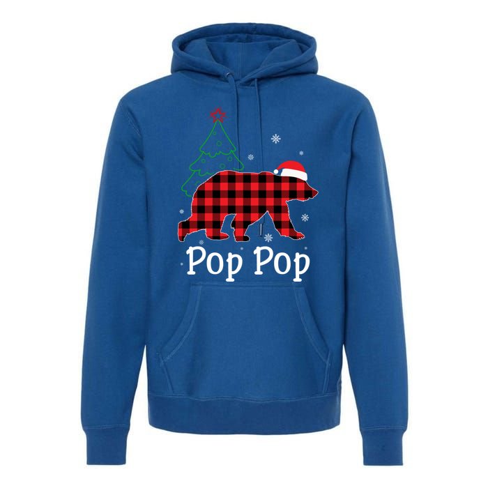 Funny Xmas Red Plaid Pop Pop Bear Ugly Christmas Sweater Gift Premium Hoodie