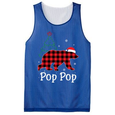 Funny Xmas Red Plaid Pop Pop Bear Ugly Christmas Sweater Gift Mesh Reversible Basketball Jersey Tank