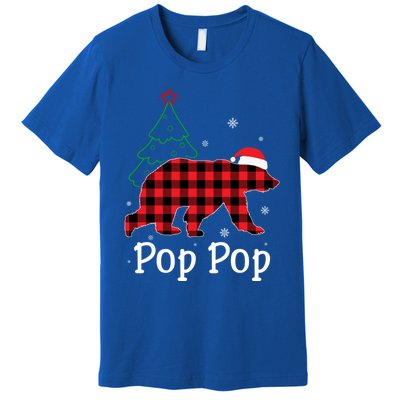 Funny Xmas Red Plaid Pop Pop Bear Ugly Christmas Sweater Gift Premium T-Shirt