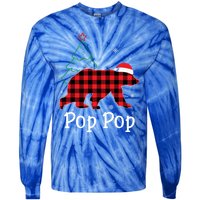 Funny Xmas Red Plaid Pop Pop Bear Ugly Christmas Sweater Gift Tie-Dye Long Sleeve Shirt