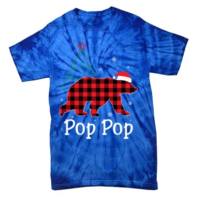 Funny Xmas Red Plaid Pop Pop Bear Ugly Christmas Sweater Gift Tie-Dye T-Shirt