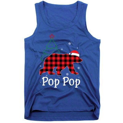 Funny Xmas Red Plaid Pop Pop Bear Ugly Christmas Sweater Gift Tank Top