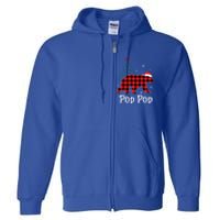 Funny Xmas Red Plaid Pop Pop Bear Ugly Christmas Sweater Gift Full Zip Hoodie