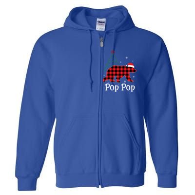 Funny Xmas Red Plaid Pop Pop Bear Ugly Christmas Sweater Gift Full Zip Hoodie