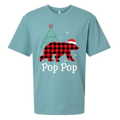 Funny Xmas Red Plaid Pop Pop Bear Ugly Christmas Sweater Gift Sueded Cloud Jersey T-Shirt