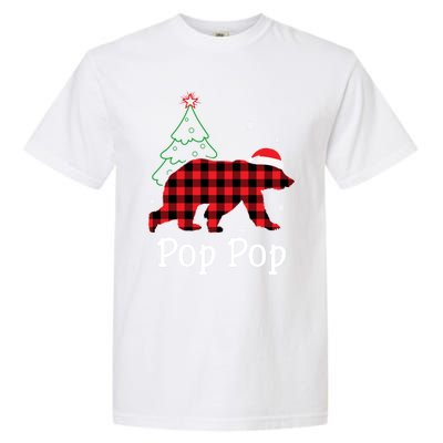 Funny Xmas Red Plaid Pop Pop Bear Ugly Christmas Sweater Gift Garment-Dyed Heavyweight T-Shirt