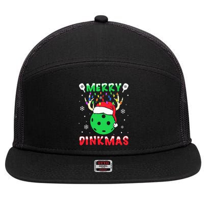 Funny Xmas Reindeer Santa Merry Pickleball Christmas  7 Panel Mesh Trucker Snapback Hat