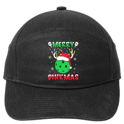 Funny Xmas Reindeer Santa Merry Pickleball Christmas  7-Panel Snapback Hat