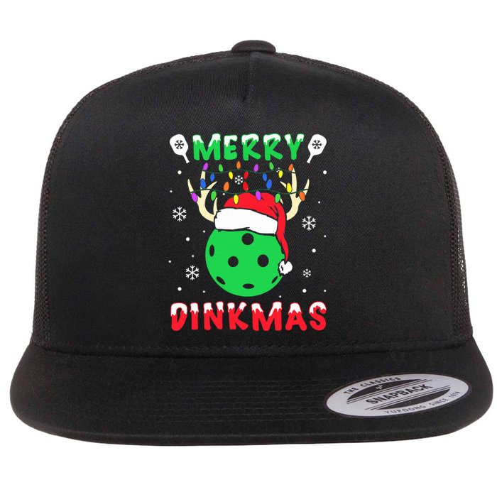 Funny Xmas Reindeer Santa Merry Pickleball Christmas  Flat Bill Trucker Hat