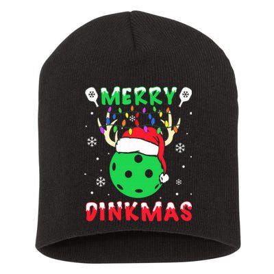 Funny Xmas Reindeer Santa Merry Pickleball Christmas  Short Acrylic Beanie