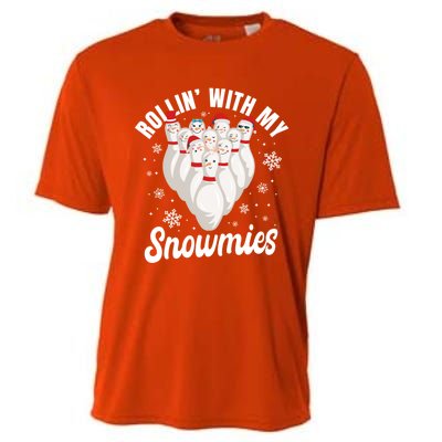 Funny Xmas Rollin With My Snowmies Snow Bowling Christmas Meaningful Gift Cooling Performance Crew T-Shirt