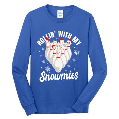 Funny Xmas Rollin With My Snowmies Snow Bowling Christmas Meaningful Gift Tall Long Sleeve T-Shirt