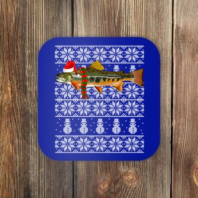 Fish Xmas Santa Hat Brook Trout Ugly Christmas Swea Coaster