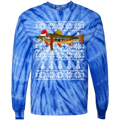 Fish Xmas Santa Hat Brook Trout Ugly Christmas Swea Tie-Dye Long Sleeve Shirt