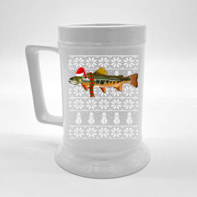 Fish Xmas Santa Hat Brook Trout Ugly Christmas Swea Beer Stein