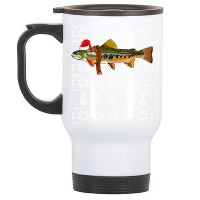 Fish Xmas Santa Hat Brook Trout Ugly Christmas Swea Stainless Steel Travel Mug